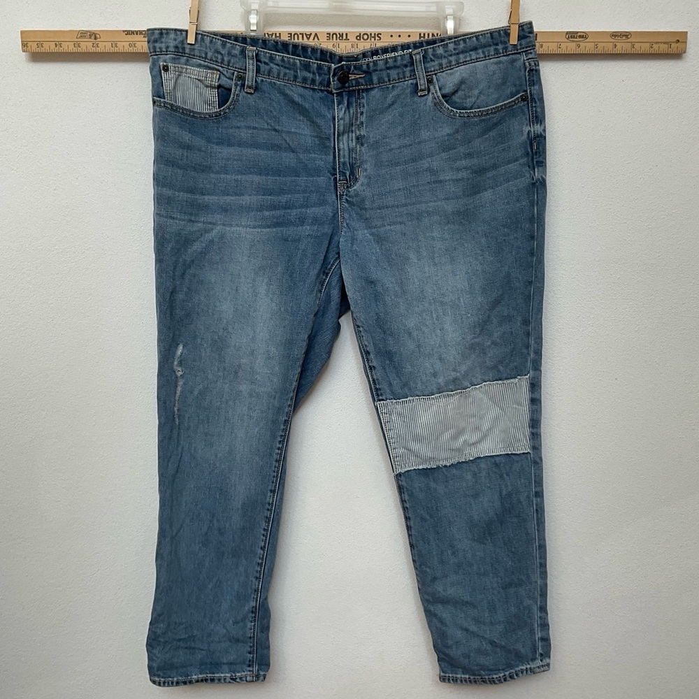 Gap Mid Wash Sexy Boyfriend Fit Patchwork Detail Jeans Size 18 Loose Casual